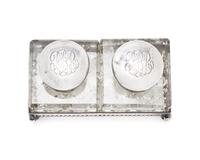 A Sterling Silver and Cut Glass Inkwell Monogrammed for Roberta Brooke Russell (1902-2007, later Brooke Astor)