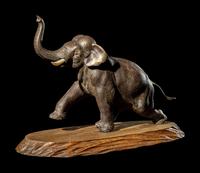 A Japanese Bronze Okimono of an Elephant