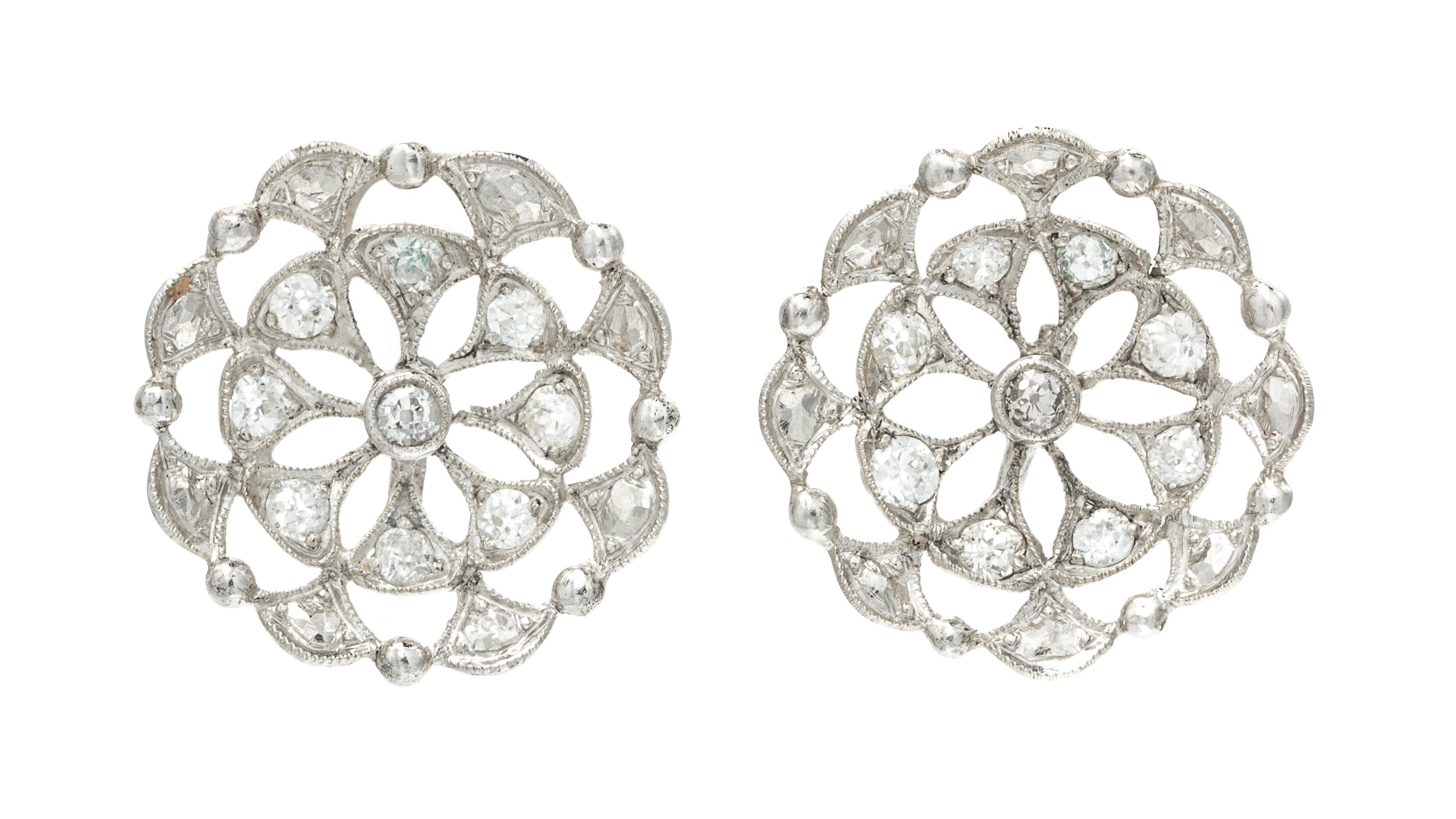 A Collection of White Gold and Diamond Jewelry, 6.70 dwts.