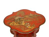 A Red and Gilt-Japanned Two-Tier Side Table