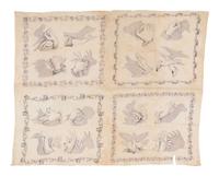 [TEXTILES-SIGN LANGUAGE]. Handkerchief featuring shadowgraphs.
