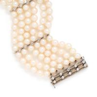 CULTURED PEARL AND DIAMOND MULTISTRAND BRACELET