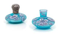 English, LATE 19TH CENTURY, two cameo glass cabinet vases, each of low form with floral and butterfly decoration