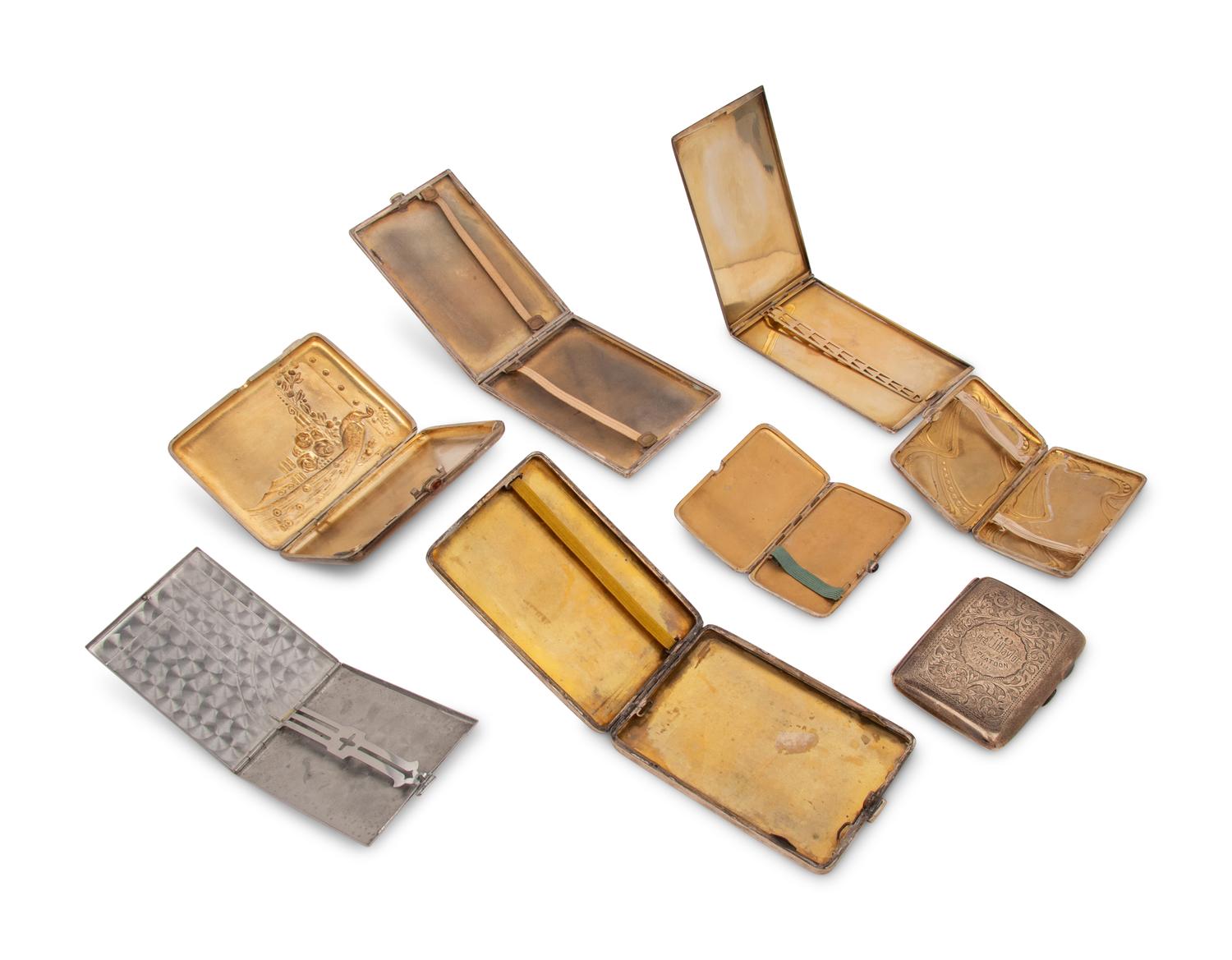 A Group of Nine Silver Cigarette Cases