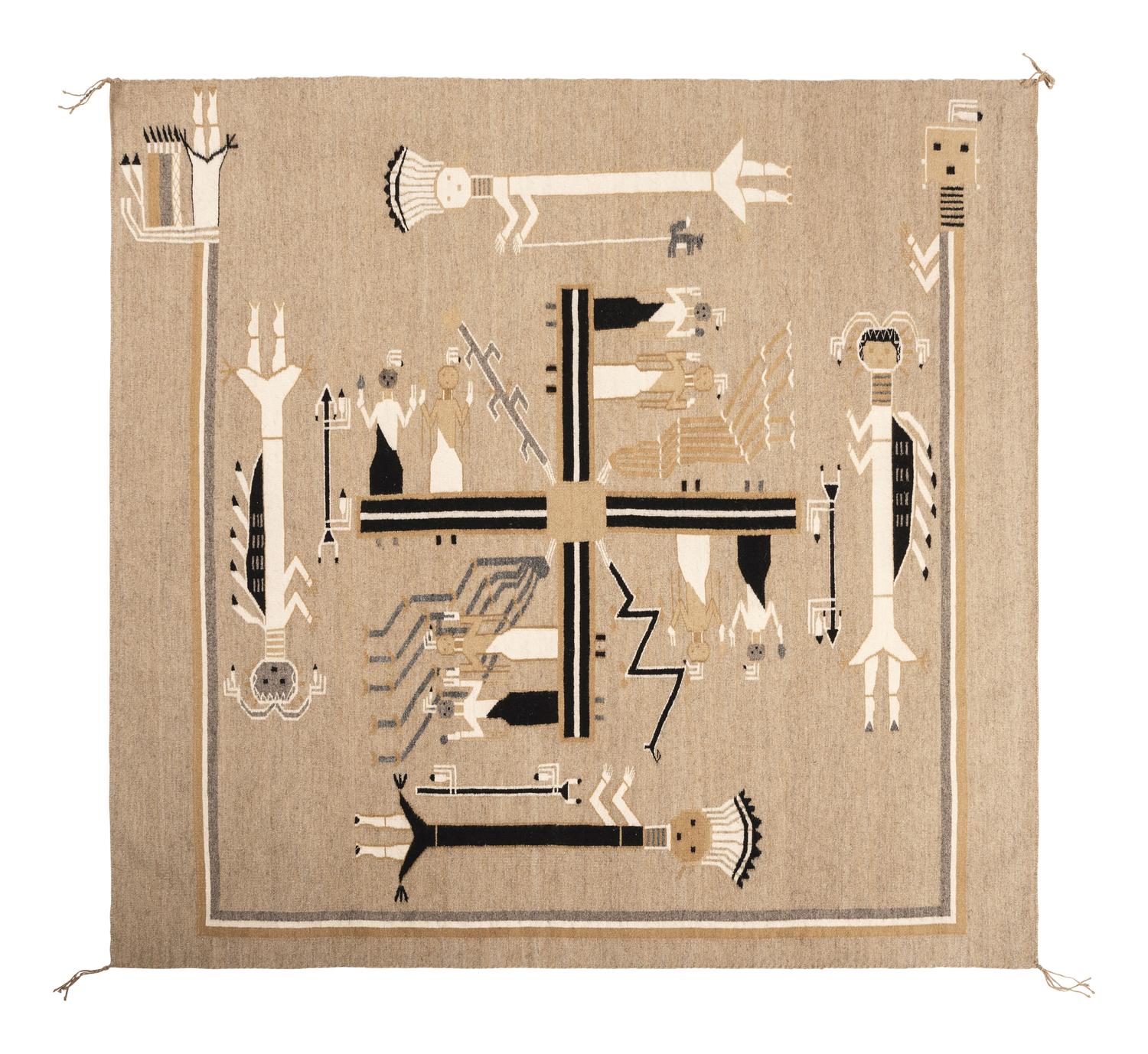 Award Winning Navajo Sandpainting Weaving, from the Nightway Chant