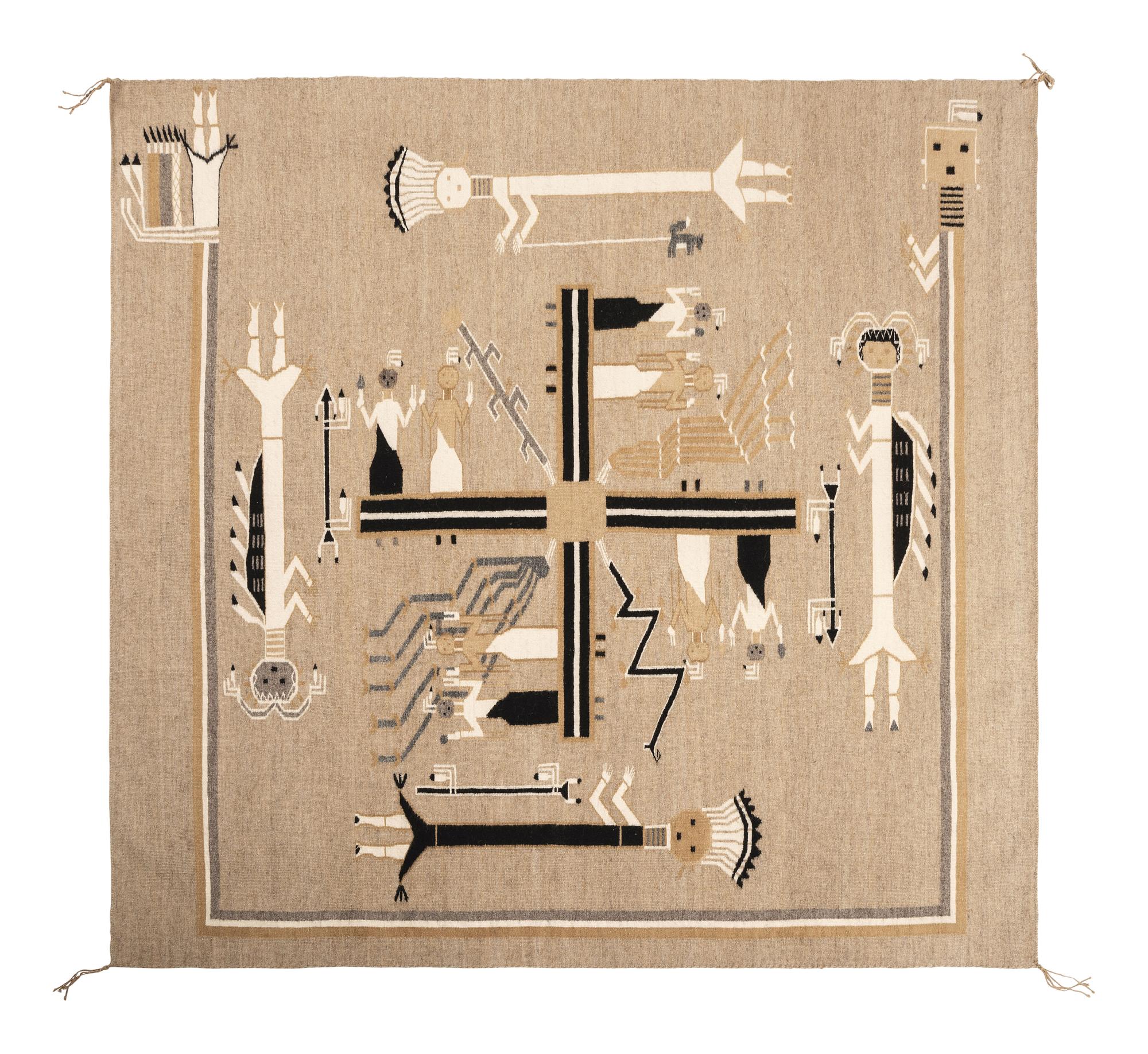 Award Winning Navajo Sandpainting Weaving, from the Nightway Chant