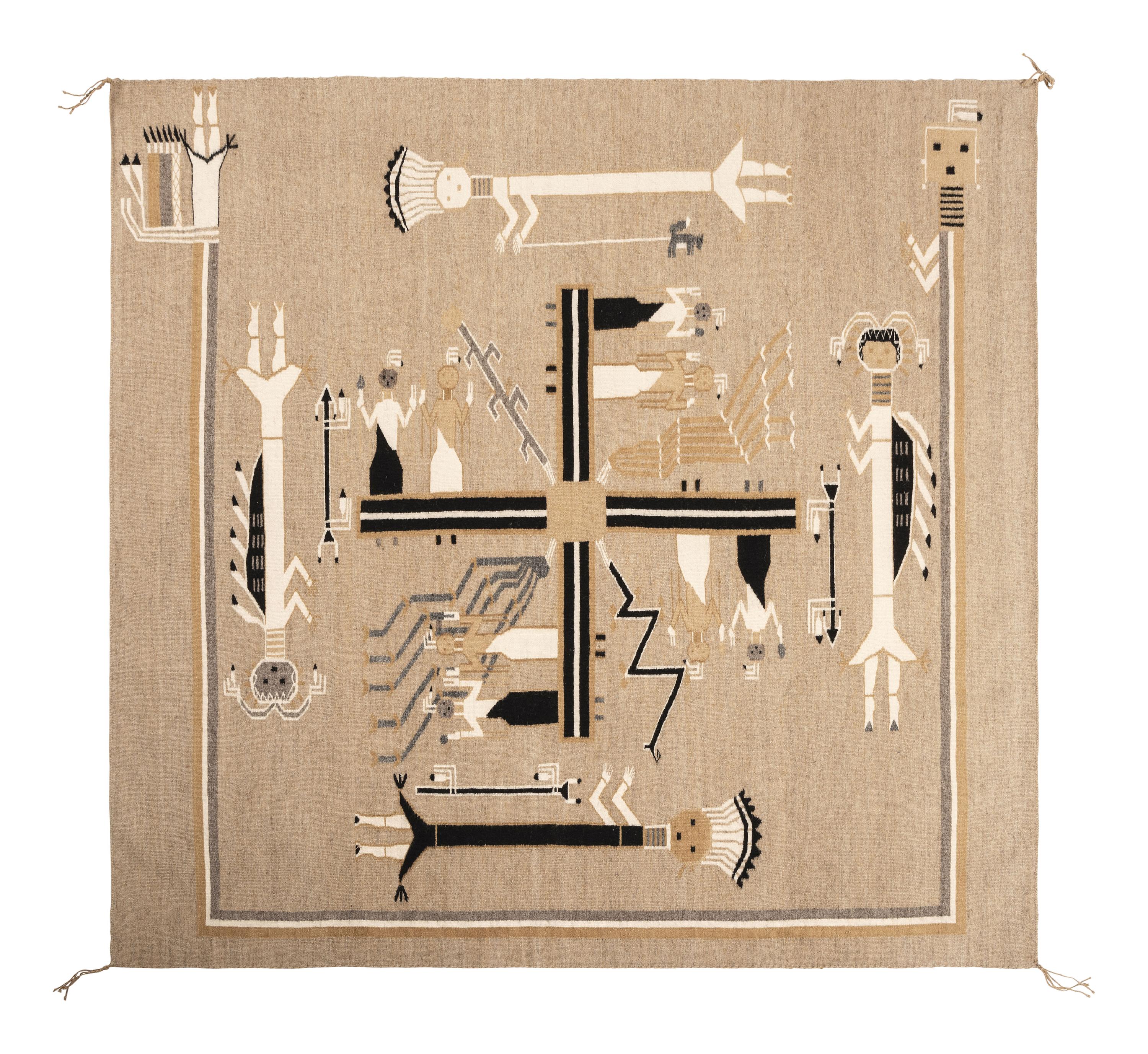 Award Winning Navajo Sandpainting Weaving, from the Nightway Chant