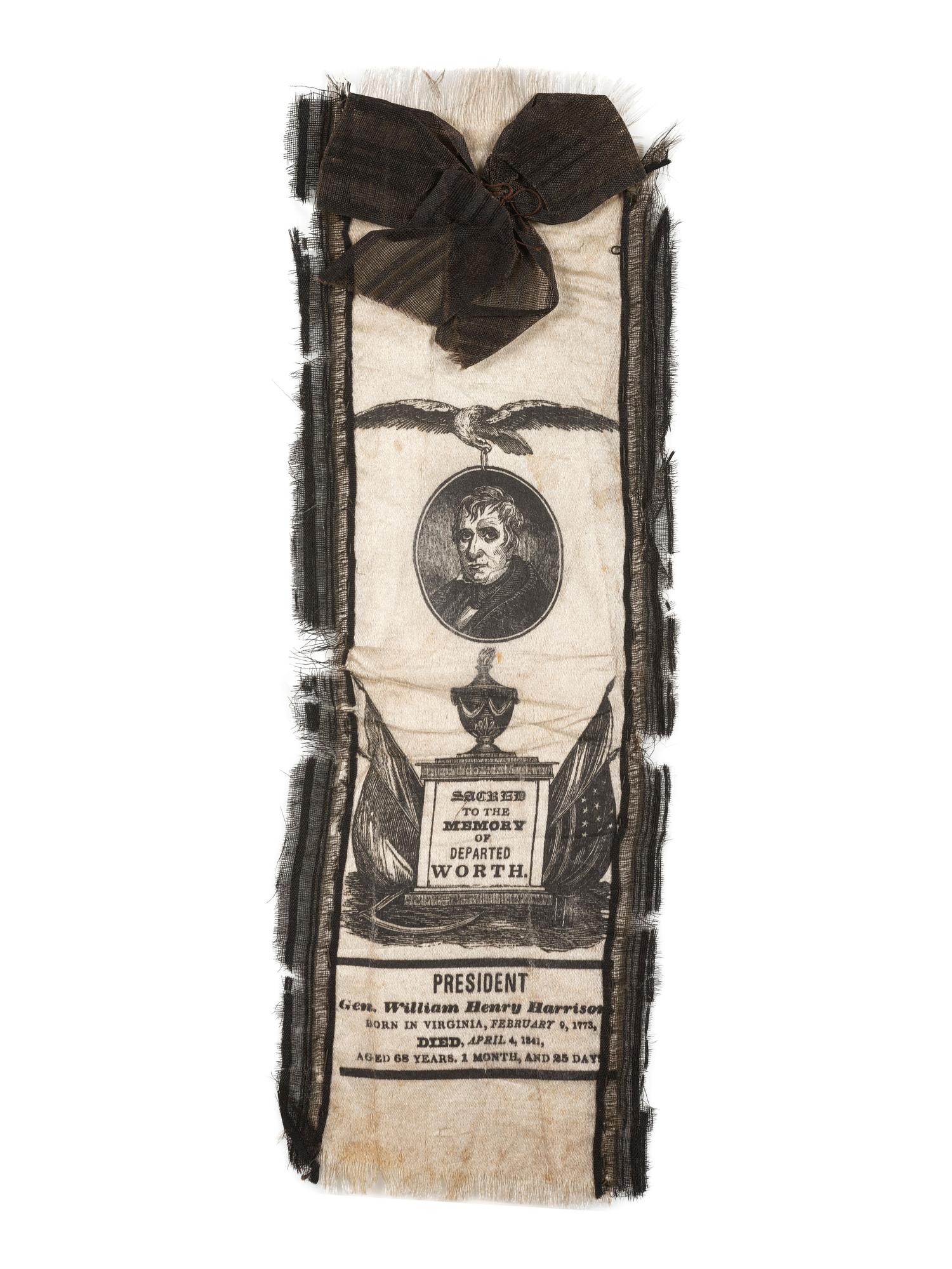 [HARRISON, William Henry]. A group of 6 William Henry Harrison memorial ribbons.