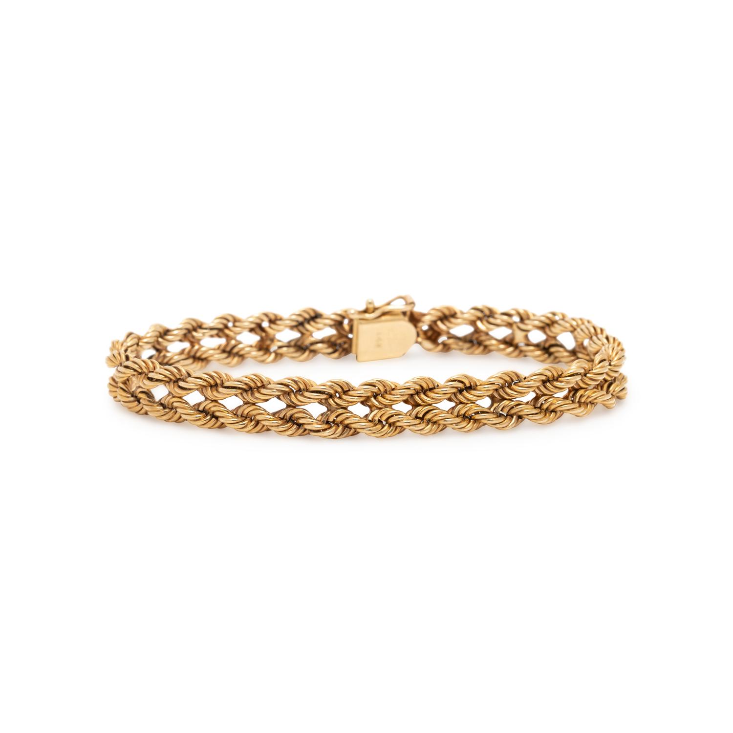 YELLOW GOLD DOUBLE ROPE CHAIN BRACELET