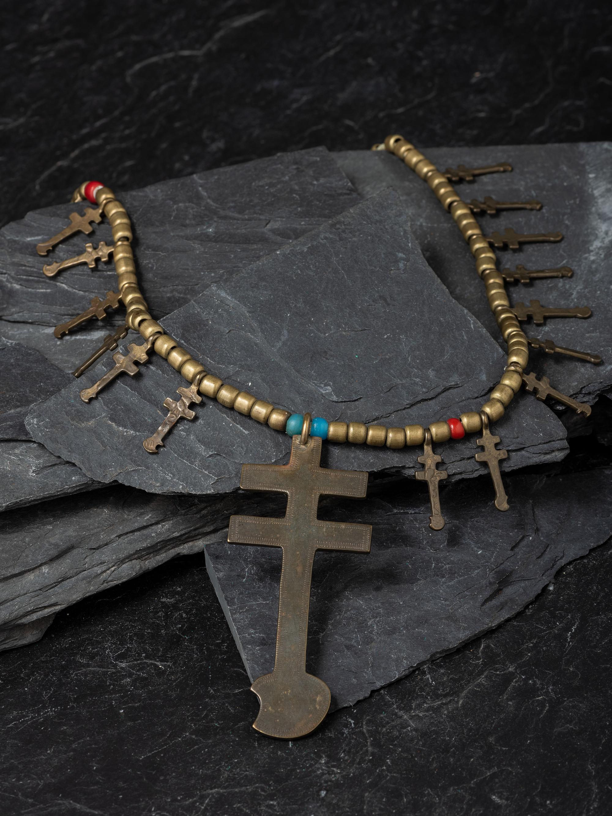 Brass Isleta Cross Necklace