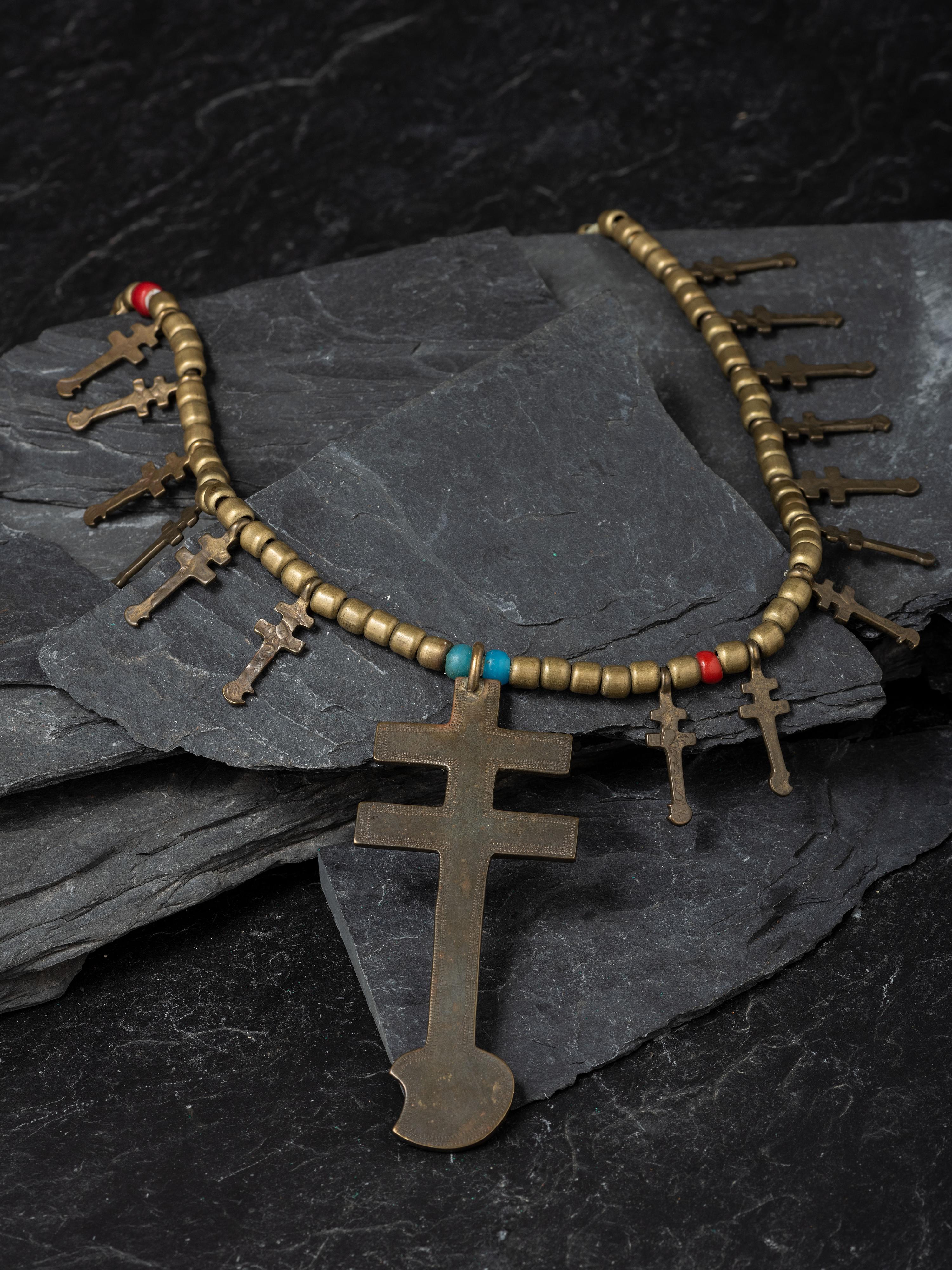 Brass Isleta Cross Necklace