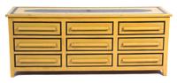 A Mid-Century Painted Wood Nine-Drawer Dresser Height 28 1/2 x width 72 x depth 22 1/2 inches. — 20TH CENTURY