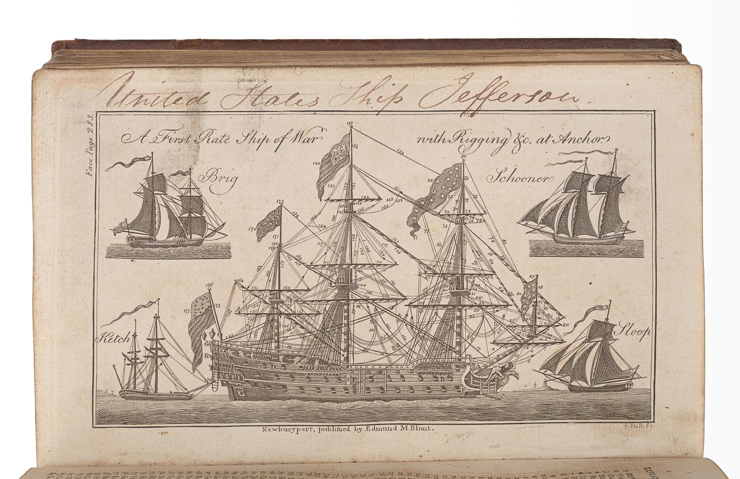MOORE, John Hamilton (1738-1807). The New Practical Navigator; being an Epitome of Navigation … Revised and Corrected by a Skilful Mathematician and Navigator [Nathaniel Bowditch]. Newburyport: Edmund M. Blunt, 1799.