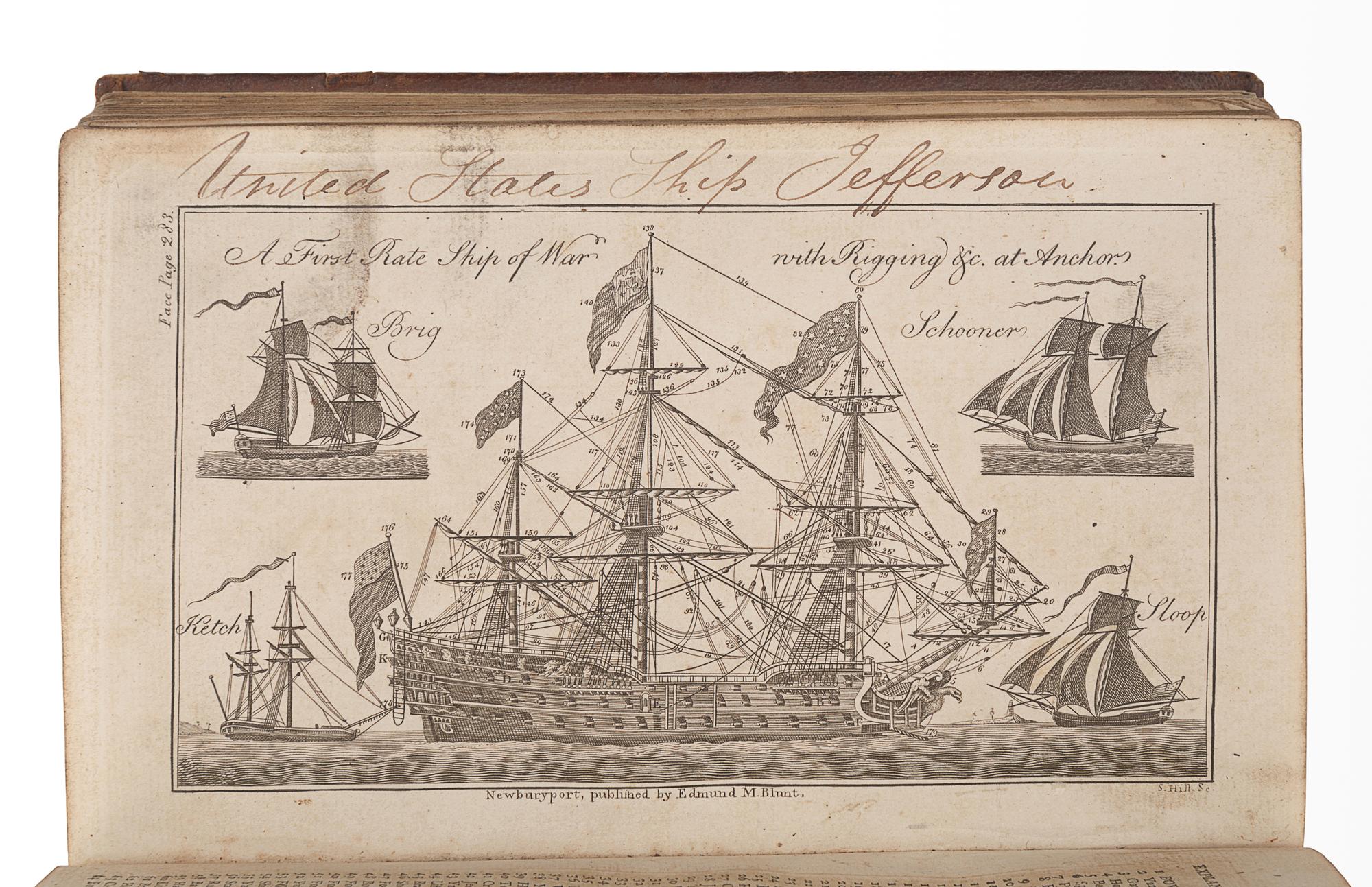 MOORE, John Hamilton (1738-1807). The New Practical Navigator; being an Epitome of Navigation … Revised and Corrected by a Skilful Mathematician and Navigator [Nathaniel Bowditch]. Newburyport: Edmund M. Blunt, 1799.