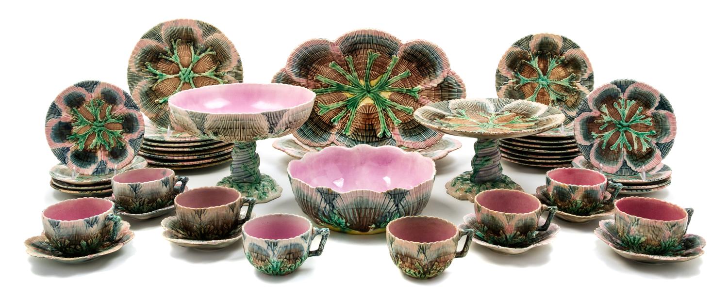 An Etruscan Majolica "Shell and Seaweed" Dessert Service Width of platter 13 inches. — GRIFFEN, SMITH and HILL, LATE 19TH CENTURY