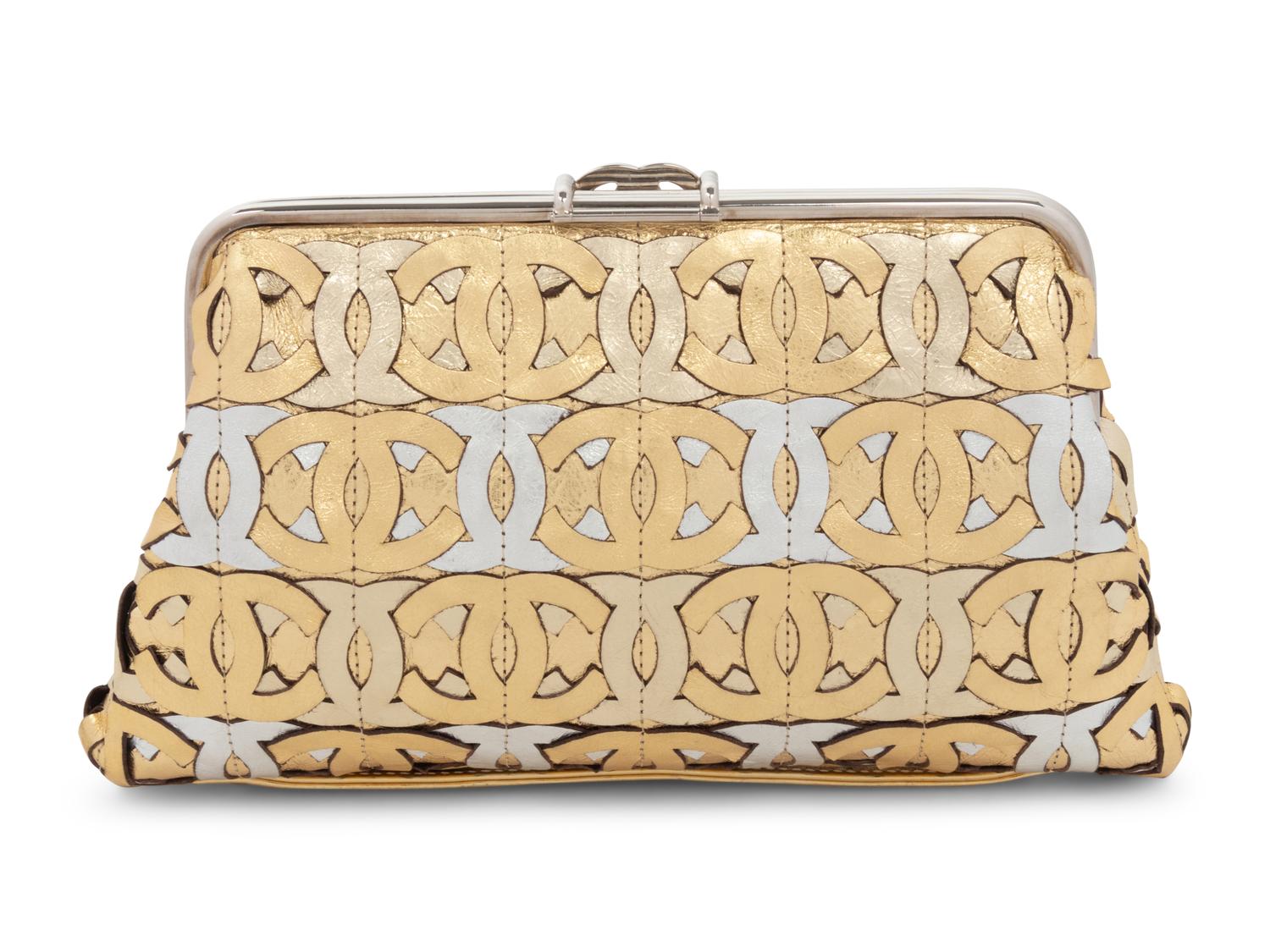 Chanel Die-Cut CC Metallic Leather Frame Clutch Bag, 2008-09