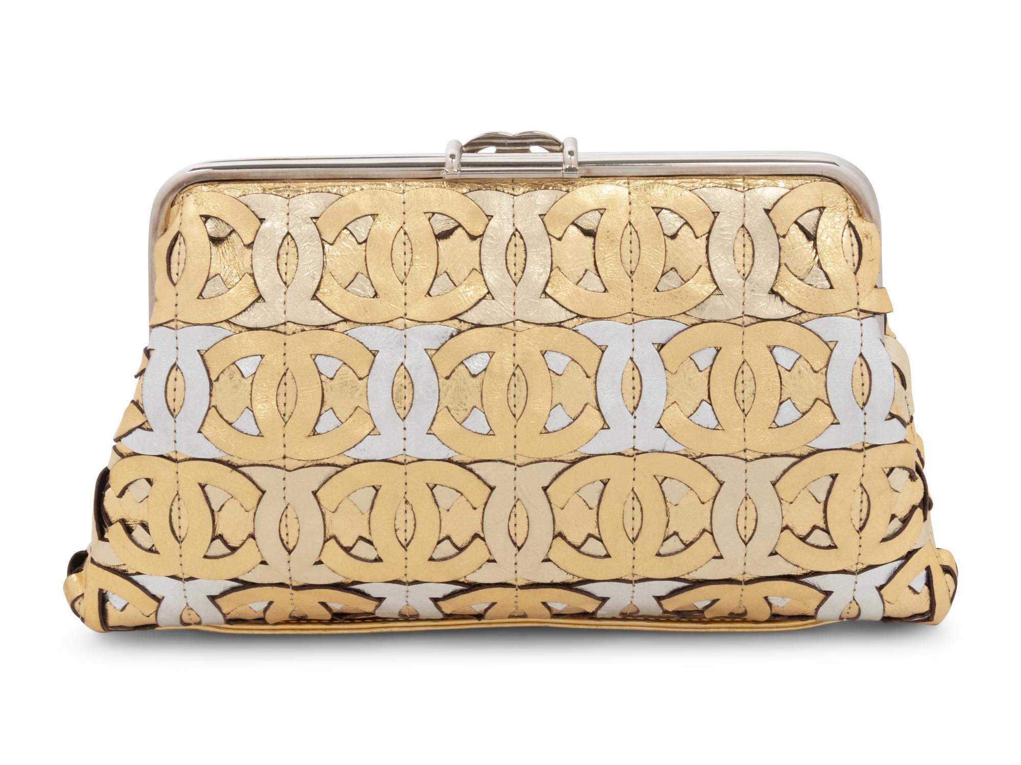 Chanel Die-Cut CC Metallic Leather Frame Clutch Bag, 2008-09