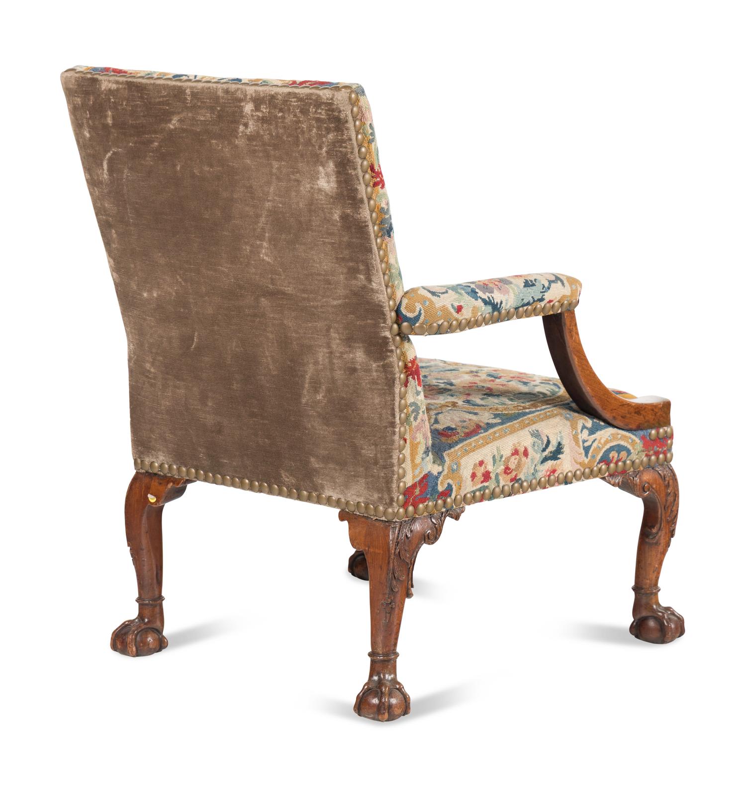 A George II Carved Walnut Library Chair