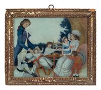 A French Reverse Painted Glass Panel
