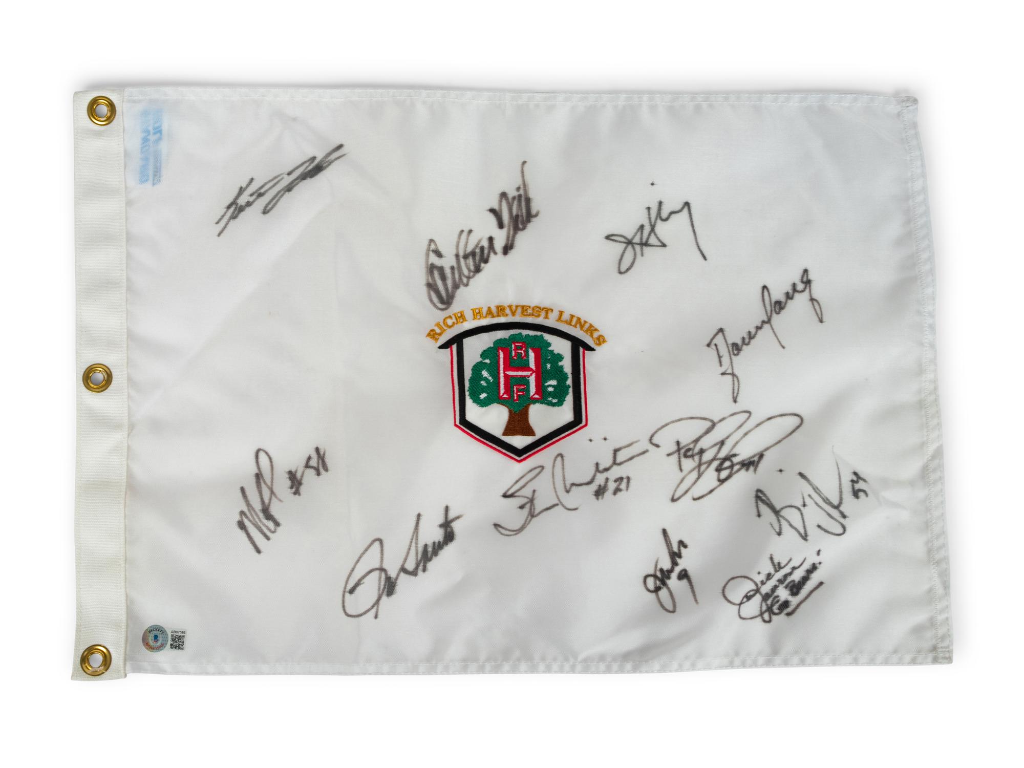 ** Now Grouped in 53 of Receipt ** A 2001 Chrysler All-Star Golf Shootout Signed Autograph Golf Flag Including Multiple Chicago Sports Legends (Beckett Authentication Services BAS Certified),