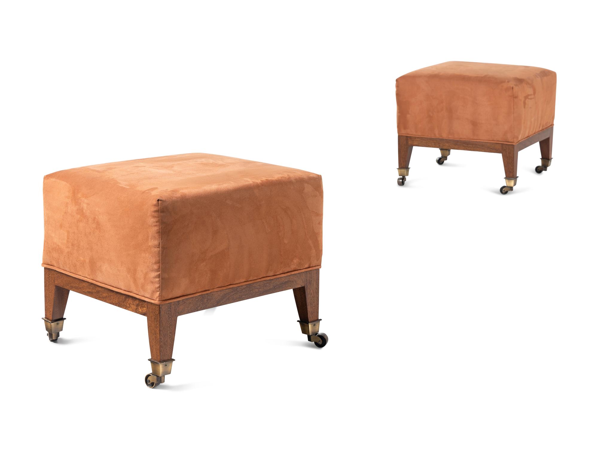 A Pair of Contemporary Mahogany Footstools