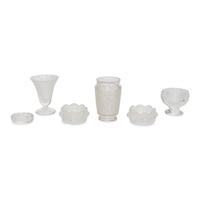 A Collection of Six Lalique Glass Table Articles