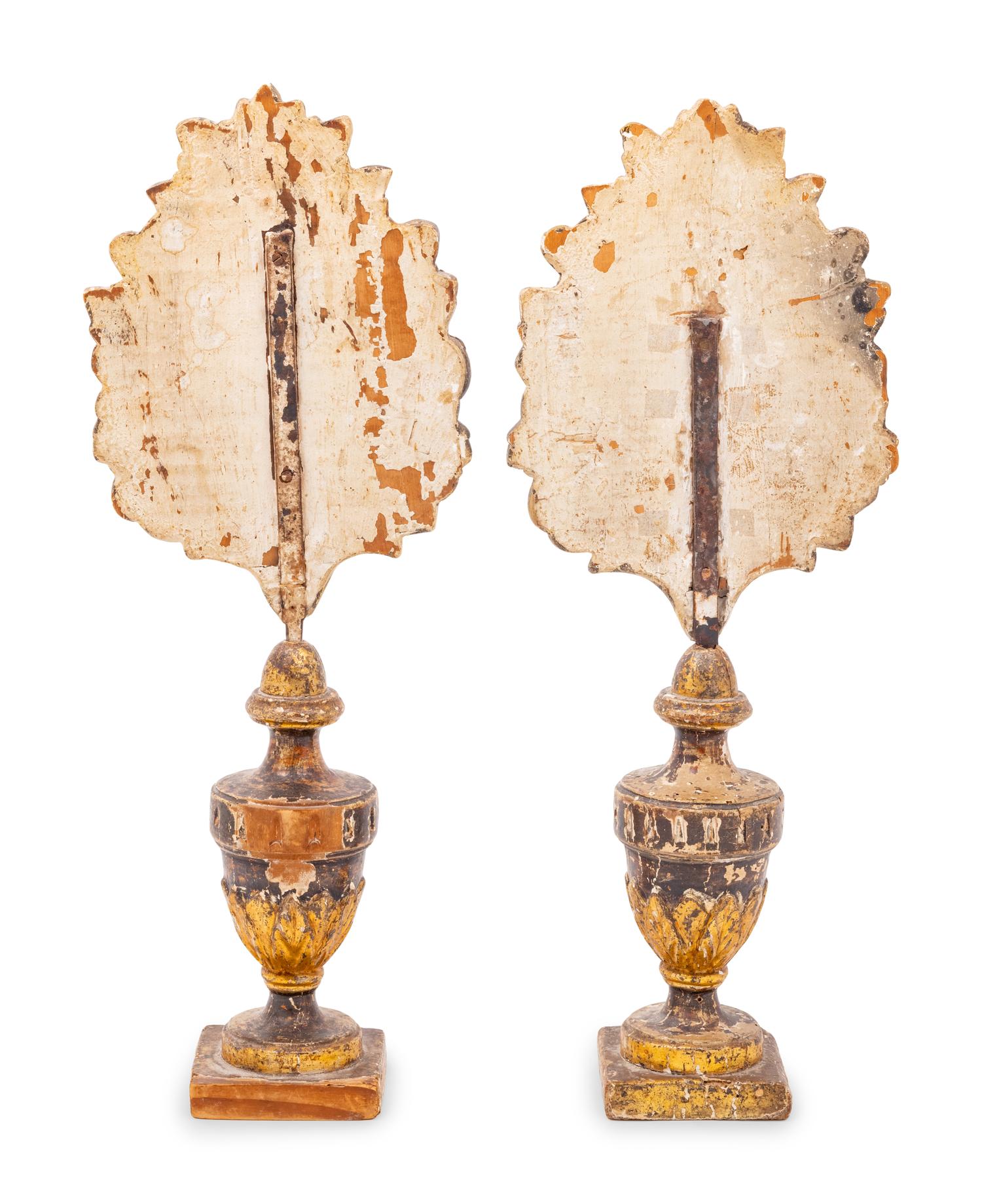 A Pair of Italian Giltwood Altar Decorations