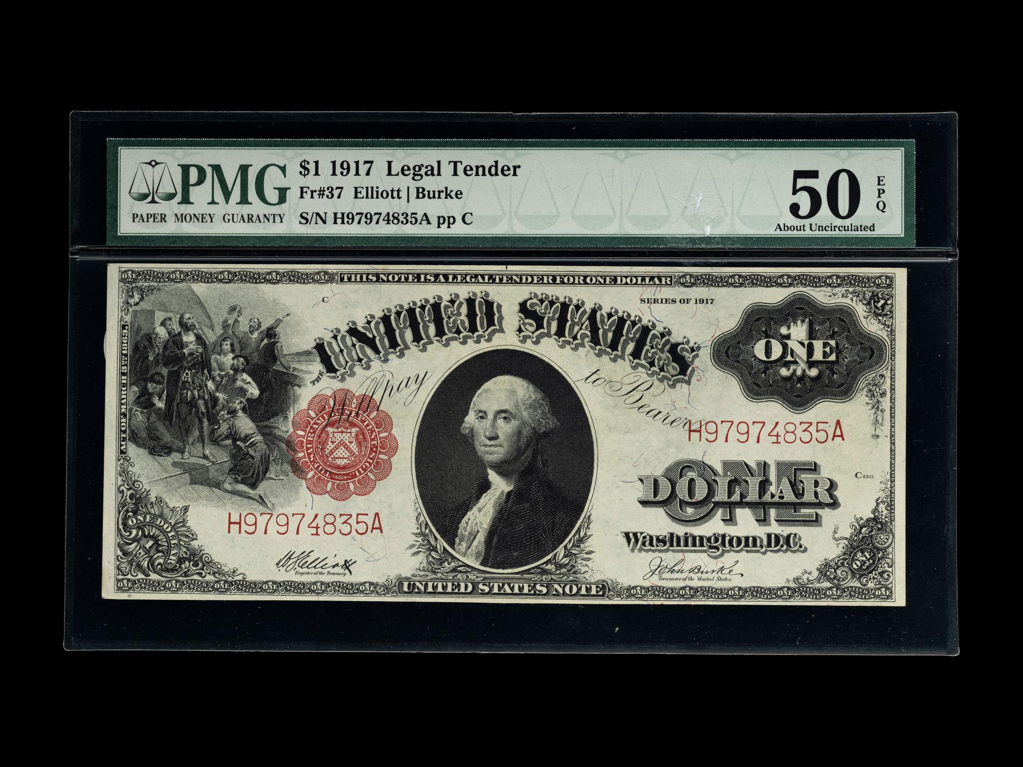 A Series 1917 $1 Legal Tender Note (PMG AU50 EPQ) [Fr. 37]