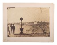 [CIVIL WAR]. BRADY, Mathew, photographer, attrib. Albumen photograph of African American soldiers at Warren Station, Virginia.