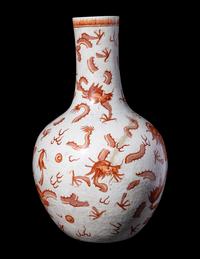 A Chinese Iron-Red and Incised 'Dragon' Vase, Tianqiuping