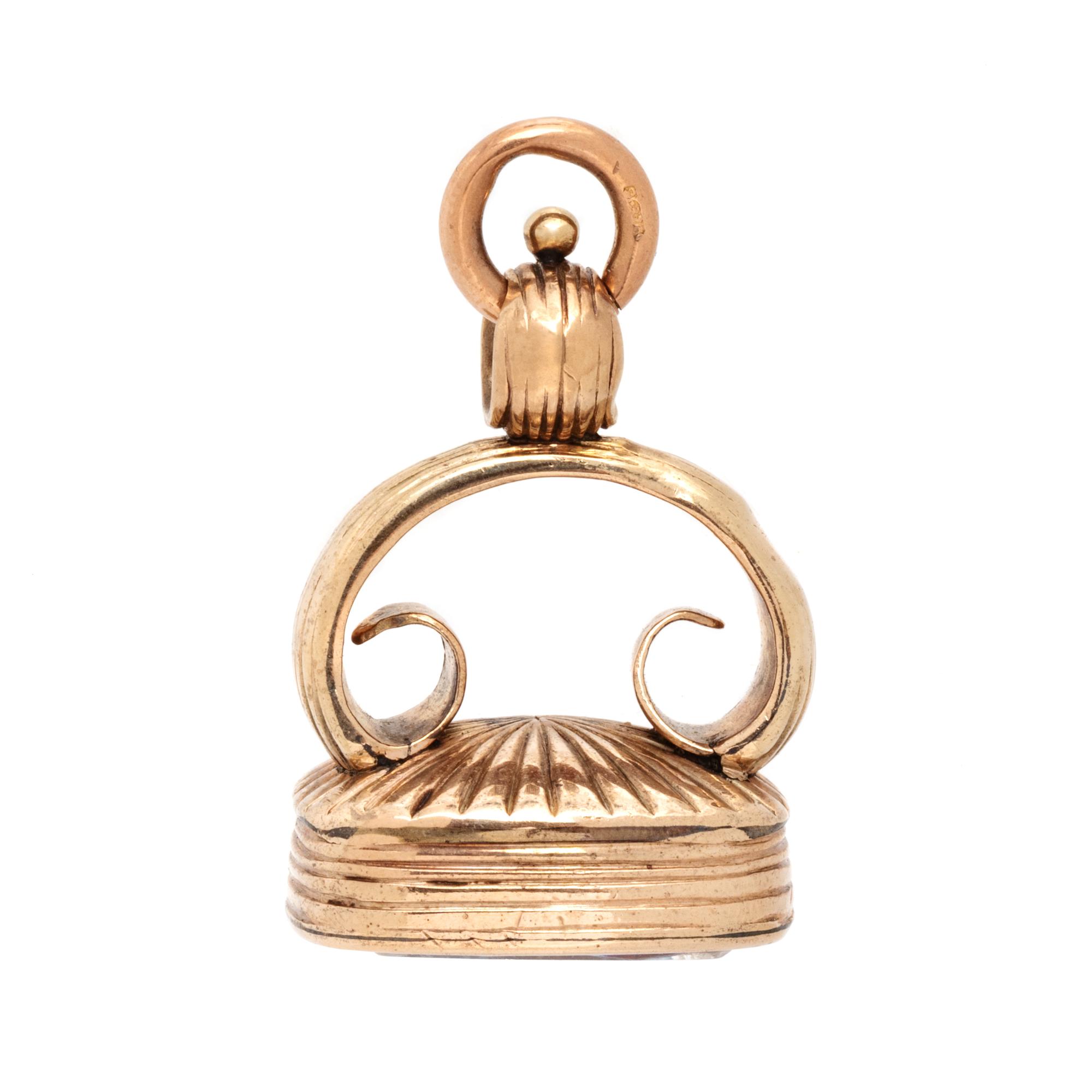 ANTIQUE, ROSE GOLD AND ROCK CRYSTAL FOB PENDANT