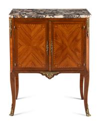 A French Tulipwood Marble-Top Cabinet