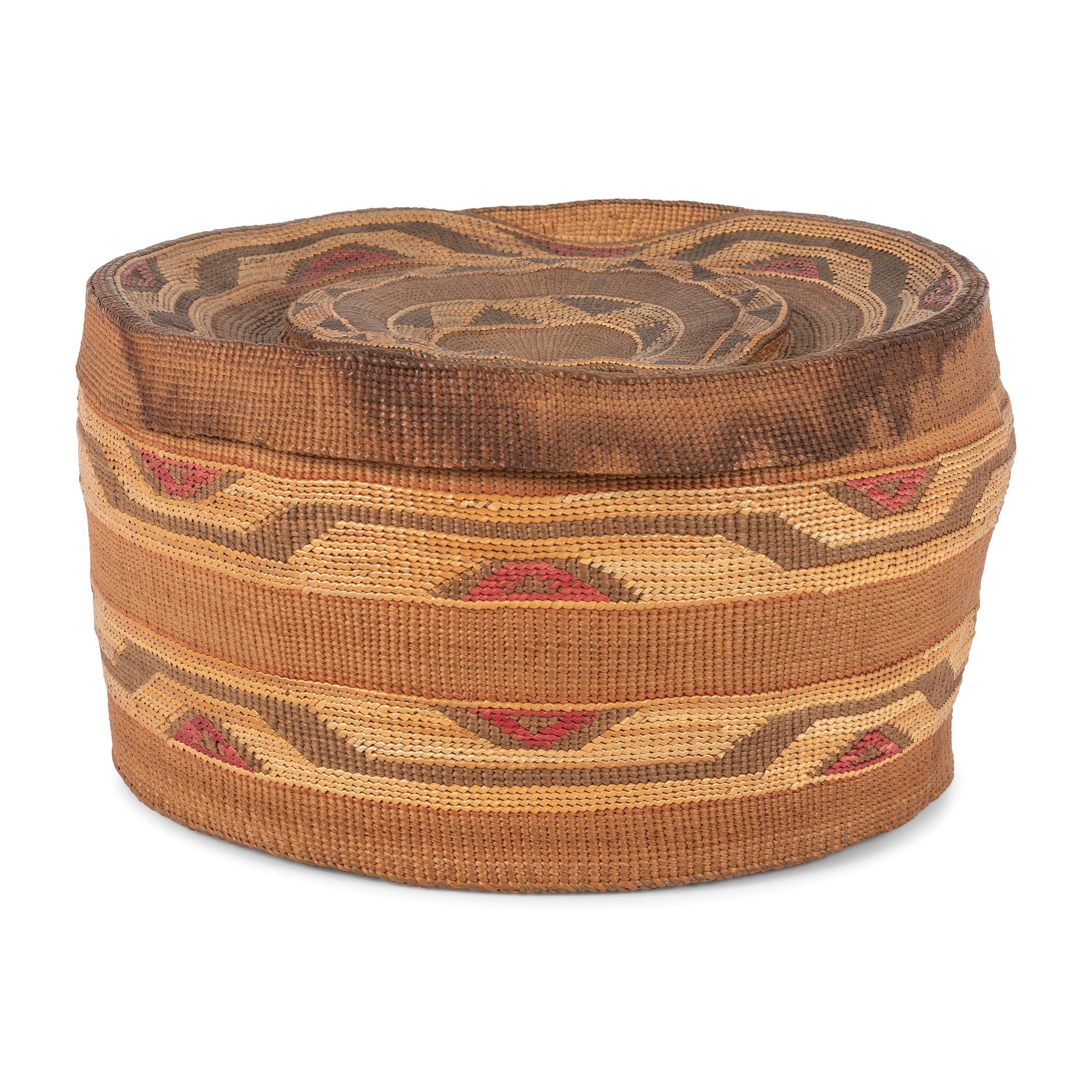 Large Tlingit Rattle Top Basket