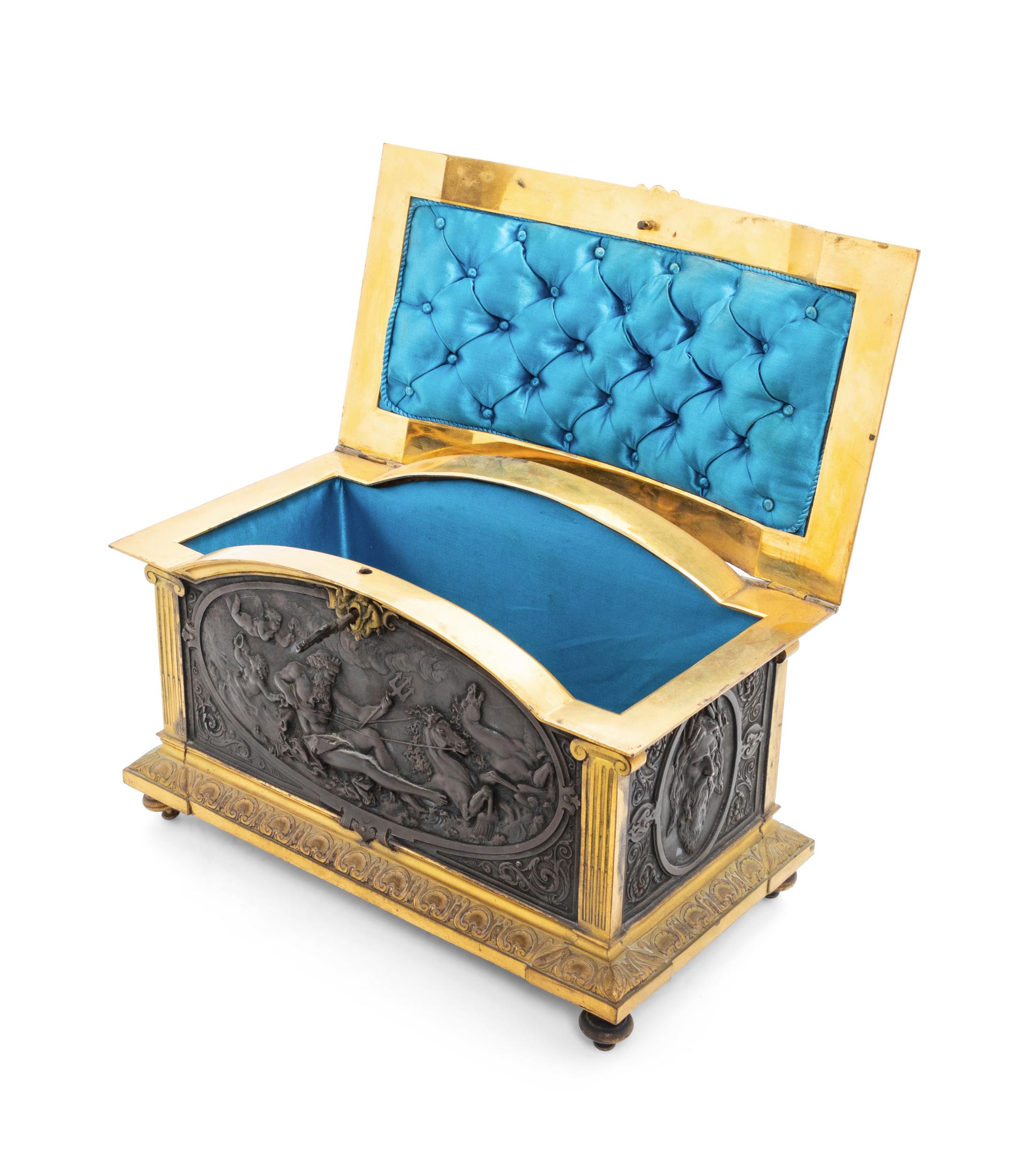 A French Gilt and Patinated Bronze Jewelry Casket