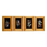 A Set of Four Giltwood-Framed Italian Pietra Dura Plaques