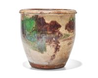 A "S. Bell & Son / Strasburg" Marked Multi-Glazed Redware Crock, Virginia, Circa 1890