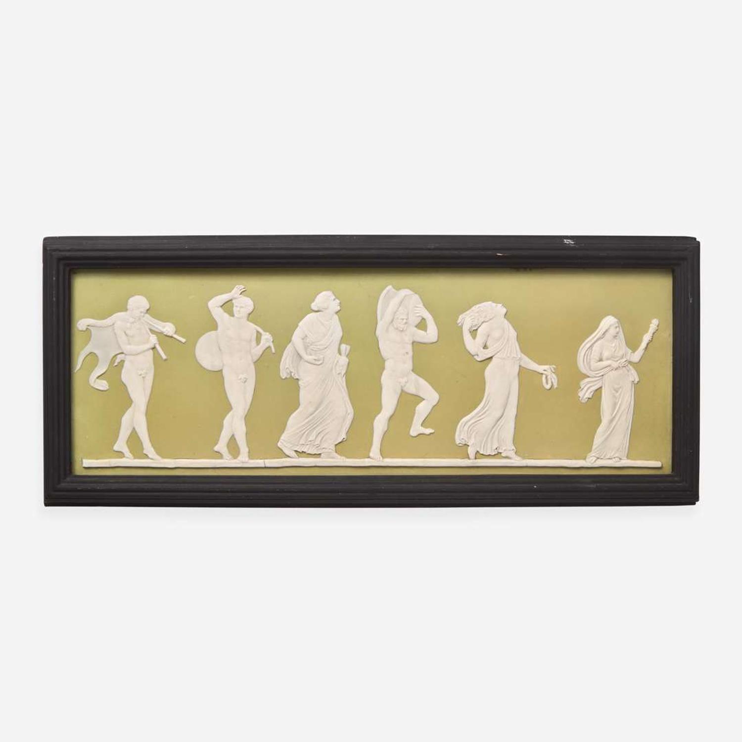 A Wedgwood Green Dip Jasperware "Bacchanalian Triumph" Plaque UK, mid-19th century