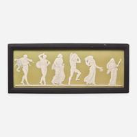 A Wedgwood Green Dip Jasperware "Bacchanalian Triumph" Plaque UK, mid-19th century