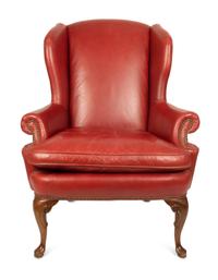 An English Faux Leather-Upholstered Armchair