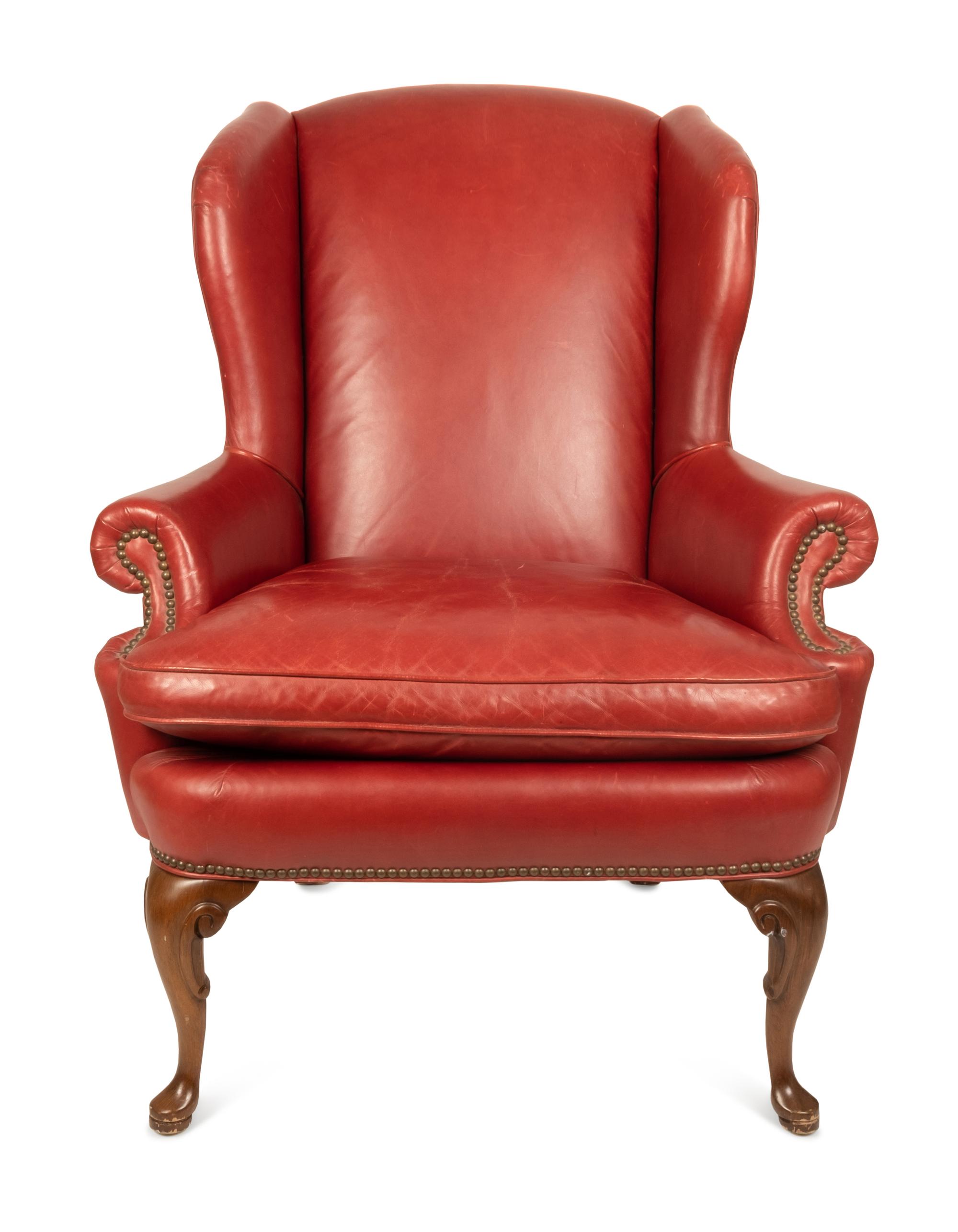 An English Faux Leather-Upholstered Armchair