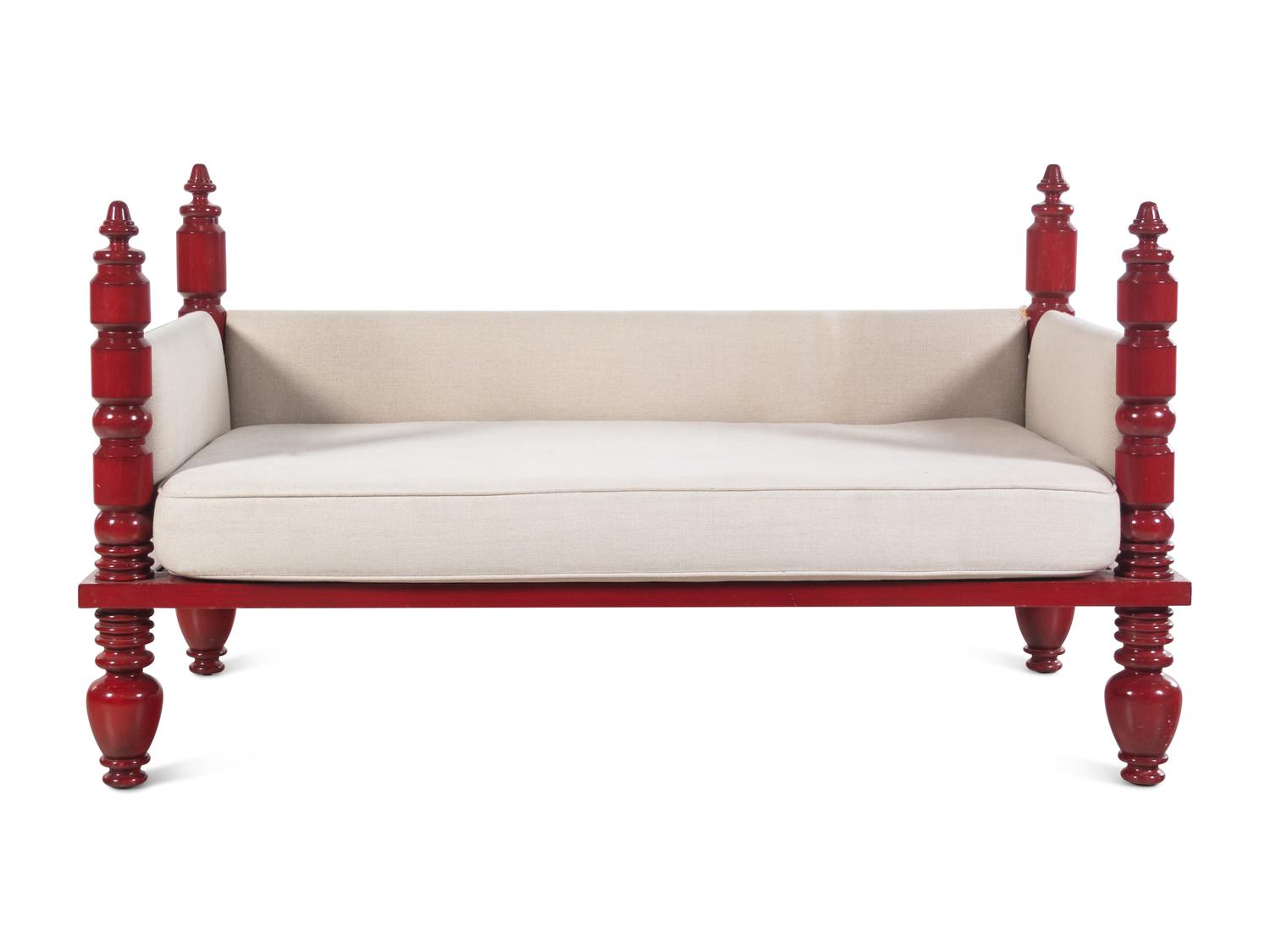 An Indian Red Painted Daybed