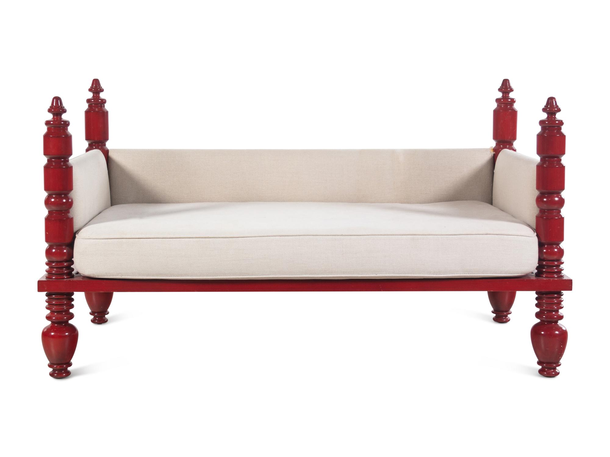 An Indian Red Painted Daybed