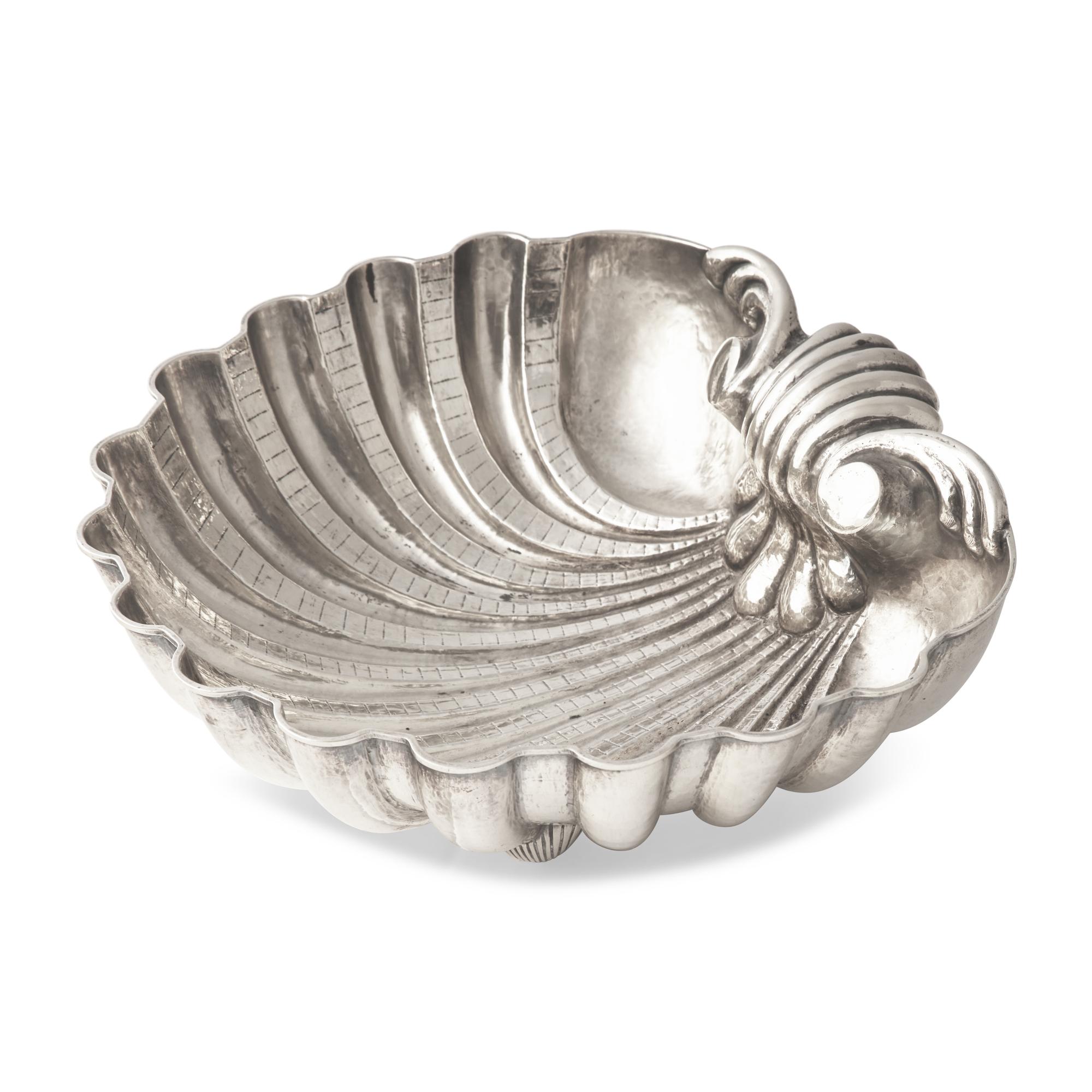 An Italian Silver Grotto Style Shell-Form Bonbon Dish