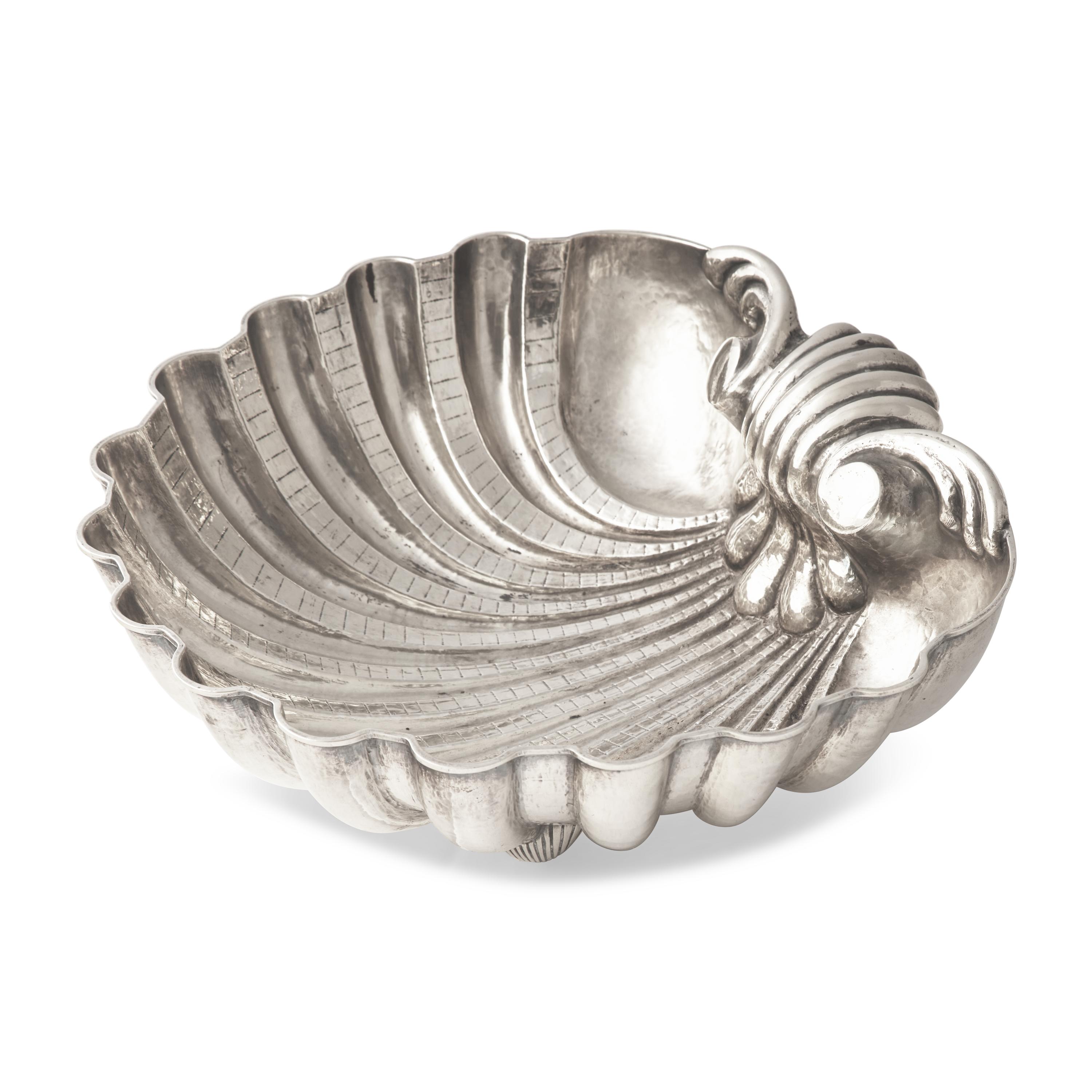 An Italian Silver Grotto Style Shell-Form Bonbon Dish