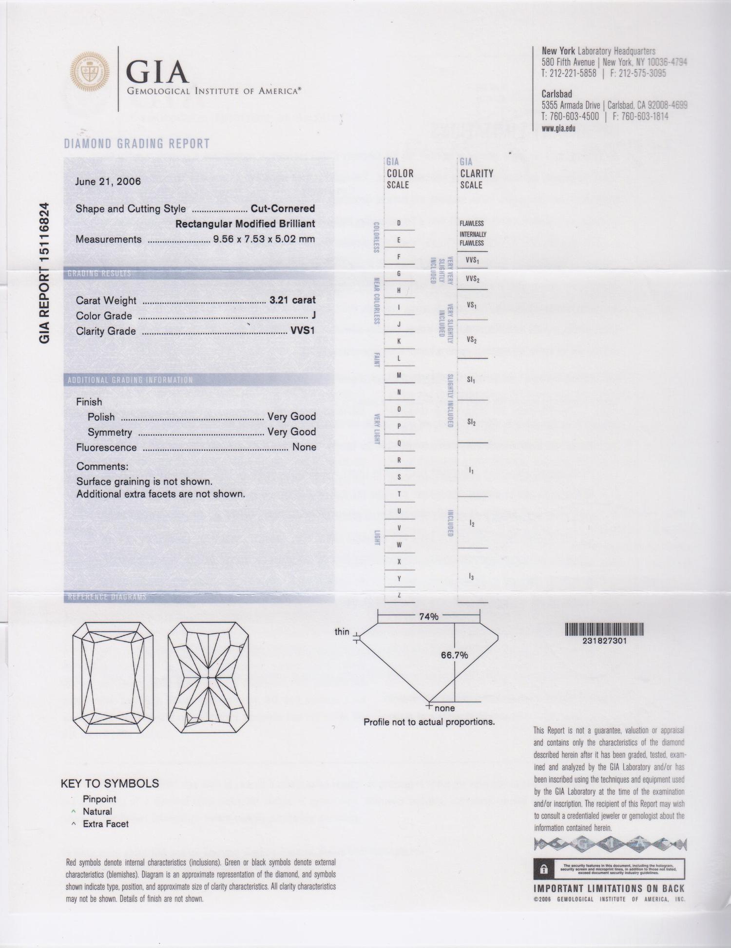 A 3.21 Carat Radiant Cut Diamond,