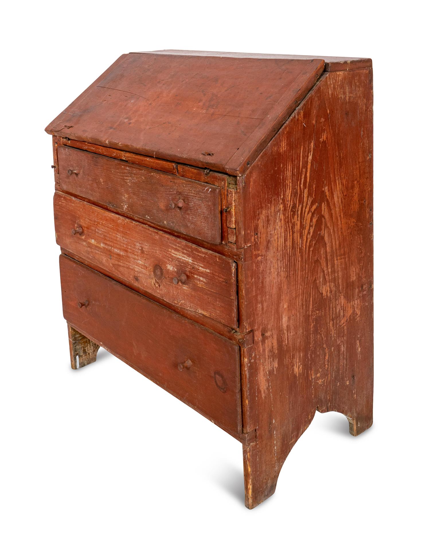 A Federal Red-Stained Child's Slant-Front Desk