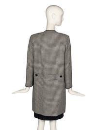 Pierre Cardin Haute Couture Houndstooth Coat with Leather Trim