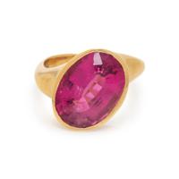 ANGELA CUMMINGS, YELLOW GOLD AND RUBELLITE TOURMALINE RING