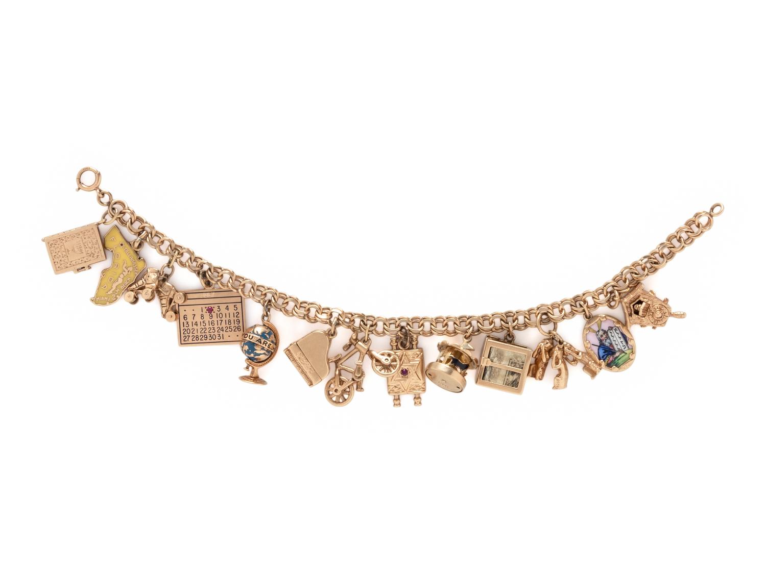 YELLOW GOLD CHARM BRACELET