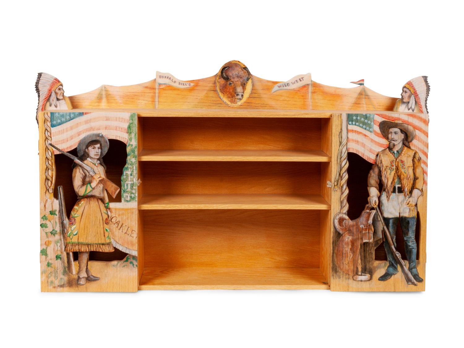 Buffalo Bill Wild West Wooden Hanging Wall Shelf